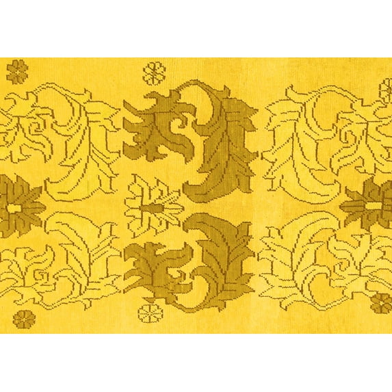 Ahgly Company Machine Washable Indoor Rectangle Abstract Yellow Modern Area Rugs, 2' x 5'
