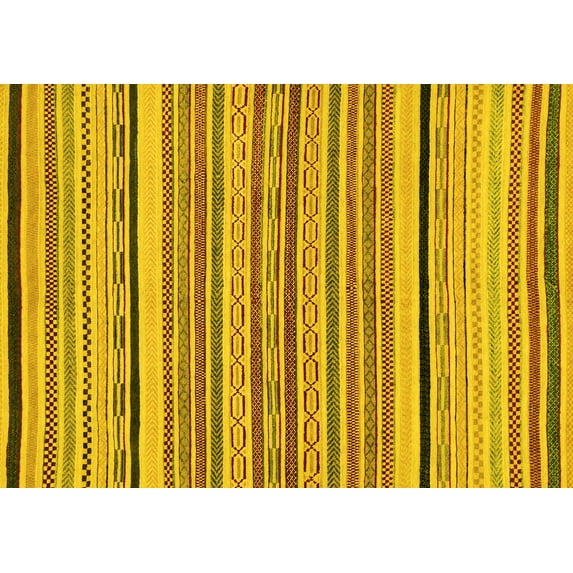 Ahgly Company Machine Washable Indoor Rectangle Abstract Yellow Modern Area Rugs, 3' x 5'