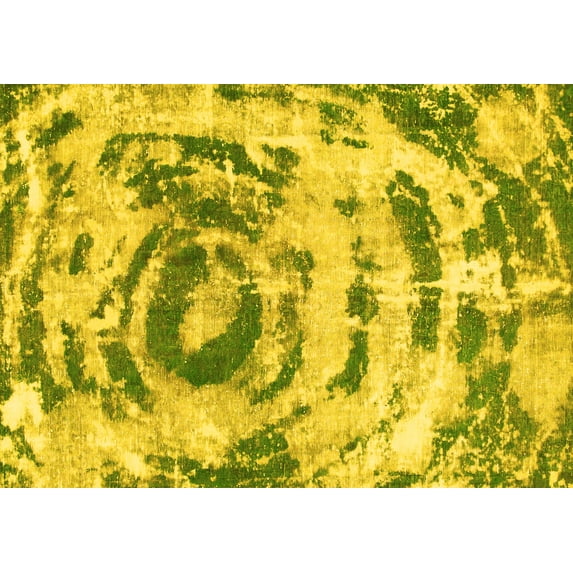 Ahgly Company Machine Washable Indoor Rectangle Abstract Yellow Modern Area Rugs, 4' x 6'