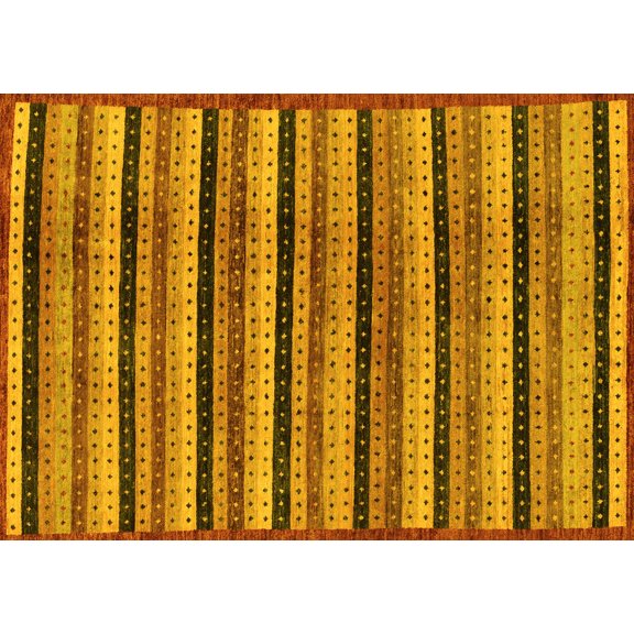 Ahgly Company Machine Washable Indoor Rectangle Abstract Yellow Modern Area Rugs, 5' x 7'