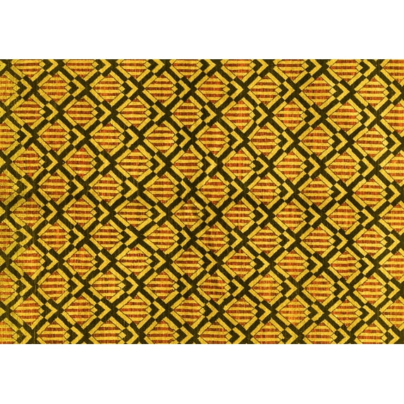 Ahgly Company Machine Washable Indoor Rectangle Abstract Yellow Modern Area Rugs, 5' x 7'