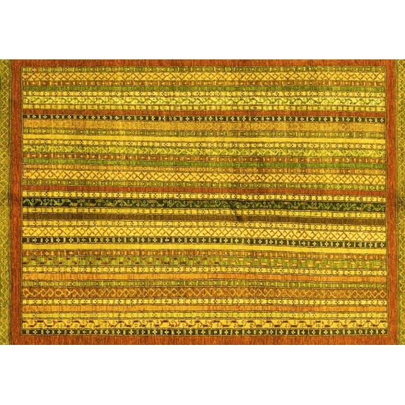 Ahgly Company Machine Washable Indoor Rectangle Abstract Yellow Modern Area Rugs, 5' x 8'