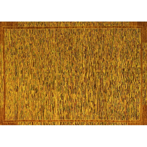 Ahgly Company Machine Washable Indoor Rectangle Abstract Yellow Modern Area Rugs, 6' x 9'