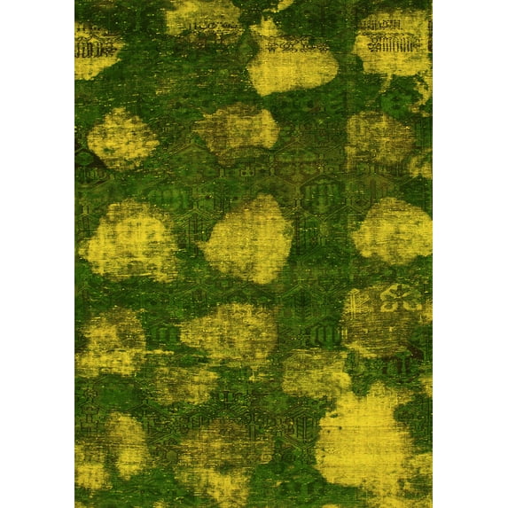 Ahgly Company Machine Washable Indoor Rectangle Abstract Yellow Modern Area Rugs, 6' x 9'