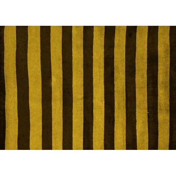 Ahgly Company Machine Washable Indoor Rectangle Abstract Yellow Modern Area Rugs, 7' x 10'