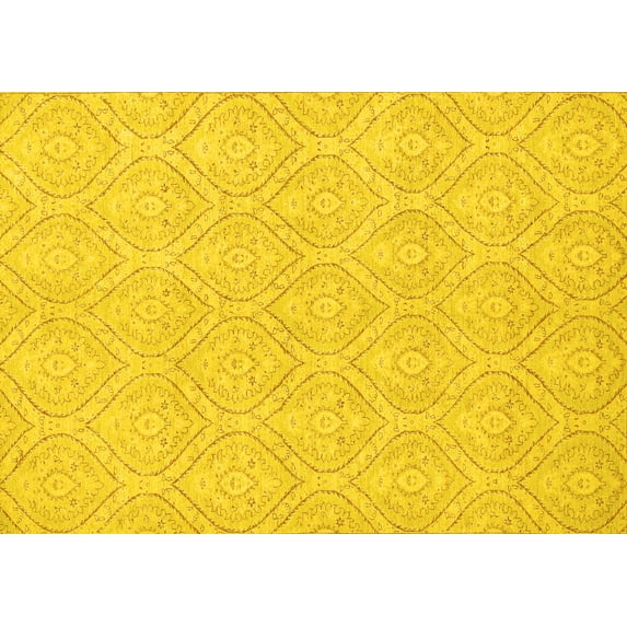 Ahgly Company Machine Washable Indoor Rectangle Abstract Yellow Modern Area Rugs, 7' x 10'