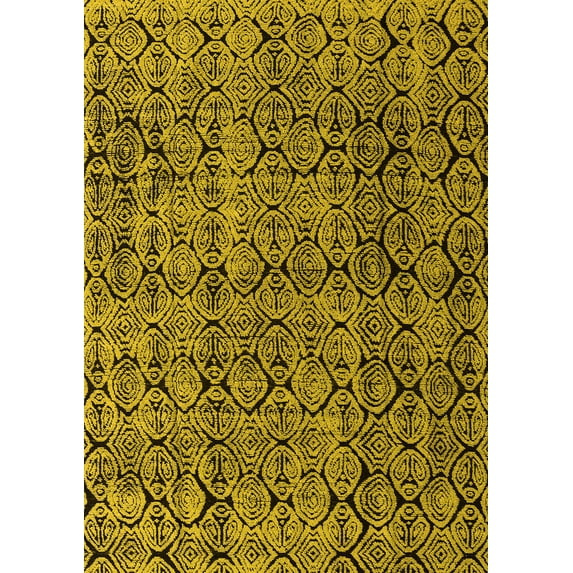 Ahgly Company Machine Washable Indoor Rectangle Abstract Yellow Modern Area Rugs, 8' x 10'