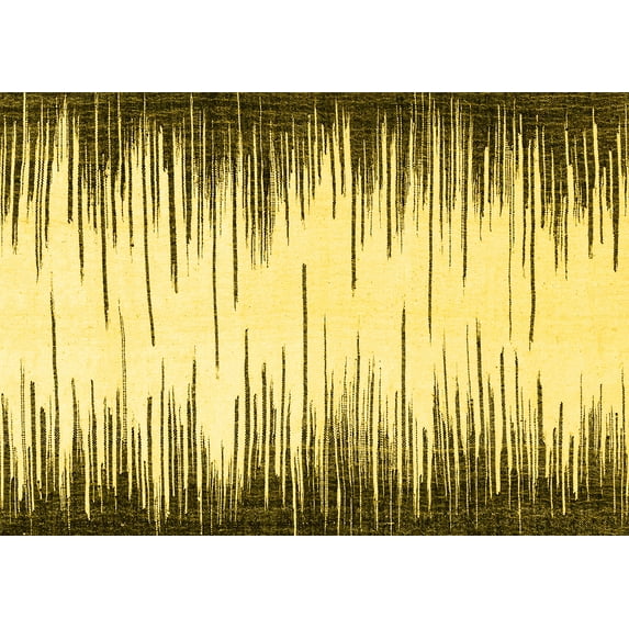 Ahgly Company Machine Washable Indoor Rectangle Abstract Yellow Modern Area Rugs, 8' x 12'