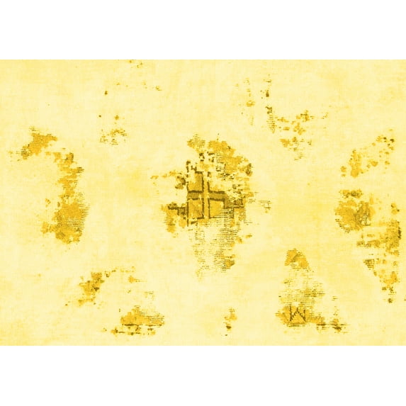 Ahgly Company Machine Washable Indoor Rectangle Abstract Yellow Modern Area Rugs, 8' x 12'