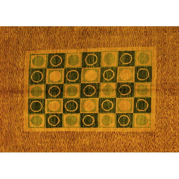 Ahgly Company Machine Washable Indoor Rectangle Abstract Yellow Modern Area Rugs, 8' x 12'