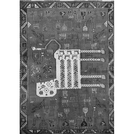 Ahgly Company Machine Washable Indoor Rectangle Animal Gray Traditional Area Rugs, 3' x 5'