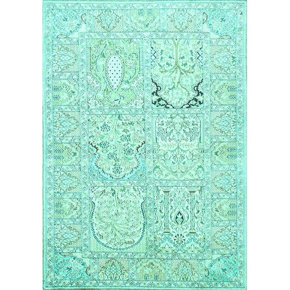 Ahgly Company Machine Washable Indoor Rectangle Animal Turquoise Blue Traditional Area Rugs, 2' x 3'