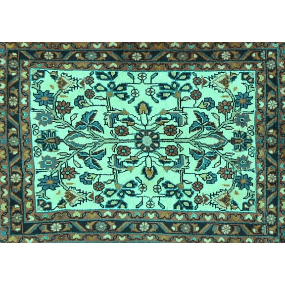 Ahgly Company Machine Washable Indoor Rectangle Animal Turquoise Blue Traditional Area Rugs, 3' x 5'