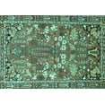 thumbnail image 1 of Ahgly Company Machine Washable Indoor Rectangle Animal Turquoise Blue Traditional Area Rugs, 7' x 10', 1 of 4