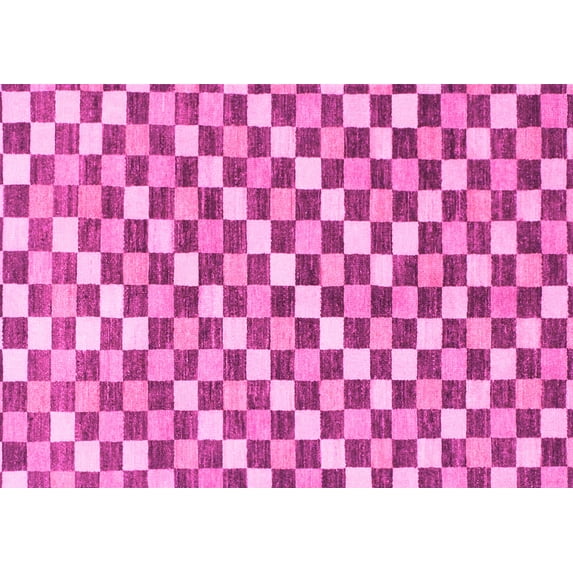Ahgly Company Machine Washable Indoor Rectangle Checkered Pink Modern Area Rugs, 7' x 9'