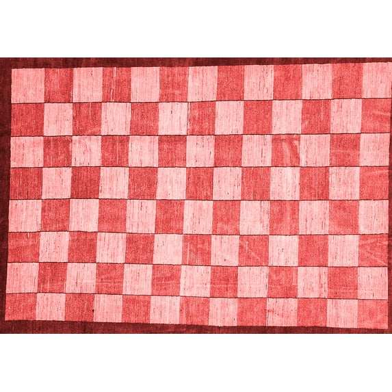 Ahgly Company Machine Washable Indoor Rectangle Checkered Red Modern Area Rugs, 2' x 4'