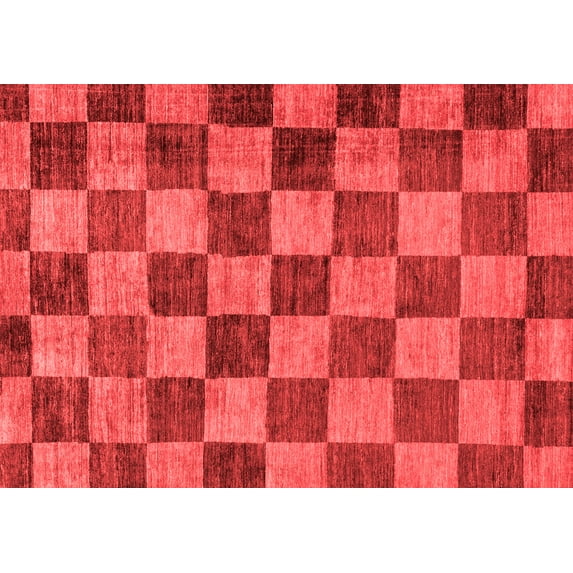 Ahgly Company Machine Washable Indoor Rectangle Checkered Red Modern Area Rugs, 2' x 4'