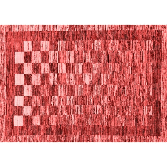Ahgly Company Machine Washable Indoor Rectangle Checkered Red Modern Area Rugs, 5' x 7'
