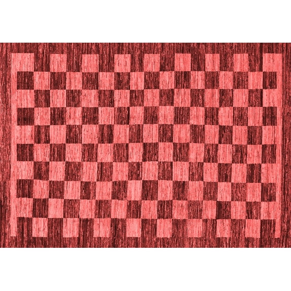 Ahgly Company Machine Washable Indoor Rectangle Checkered Red Modern Area Rugs, 5' x 8'