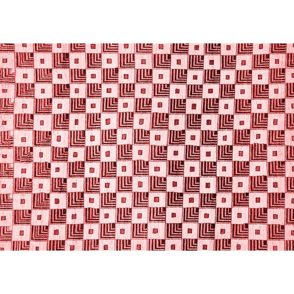 Ahgly Company Machine Washable Indoor Rectangle Checkered Red Modern Area Rugs, 8' x 12'