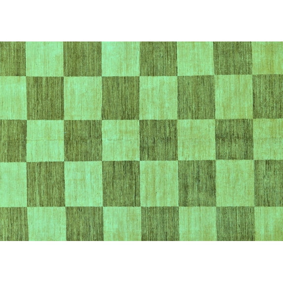 Ahgly Company Machine Washable Indoor Rectangle Checkered Turquoise Blue Modern Area Rugs, 2' x 3'