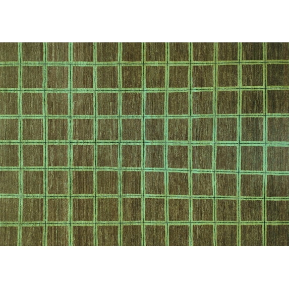 Ahgly Company Machine Washable Indoor Rectangle Checkered Turquoise Blue Modern Area Rugs, 2' x 3'