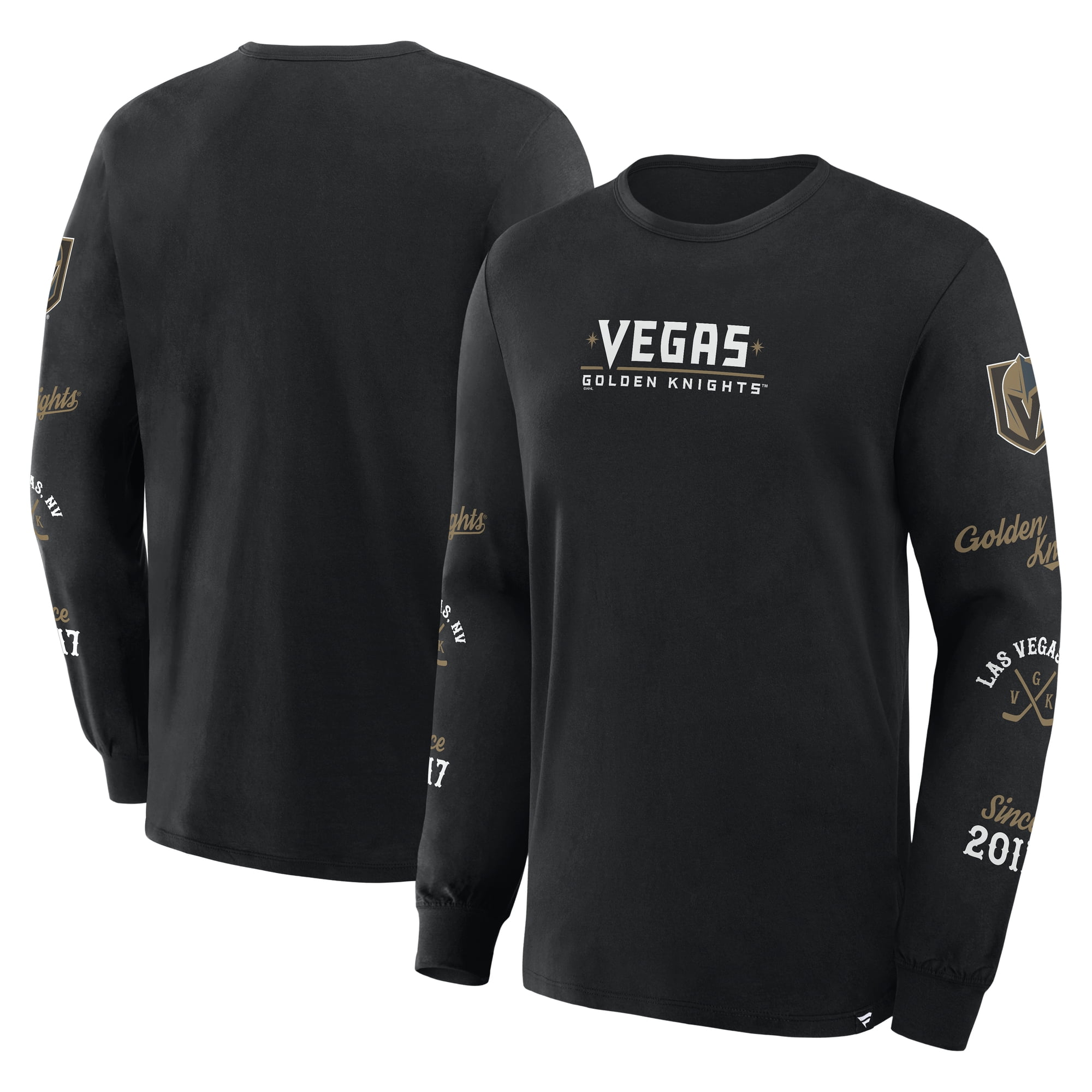 Men's Fanatics Black Vegas Golden Knights Boxed In Legacy Long Sleeve T ...