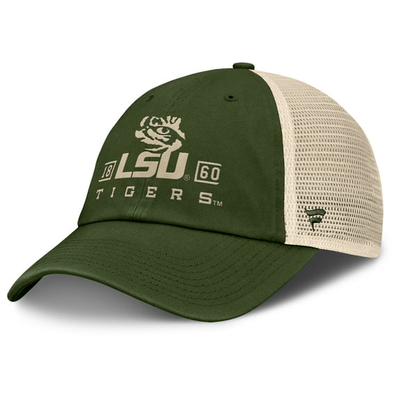 Men's Fanatics Olive LSU Tigers OHT Military Appreciation Frontier Trucker Adjustable Hat