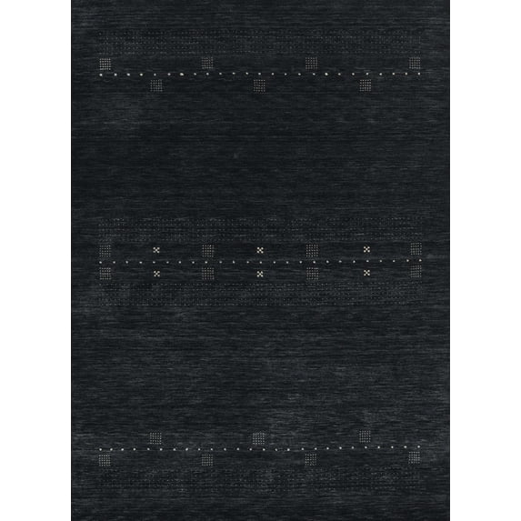 Ahgly Company Machine Washable Indoor Rectangle Contemporary Gunmetal Green Area Rugs, 8' x 12'