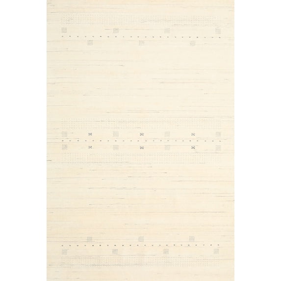 Ahgly Company Machine Washable Indoor Rectangle Contemporary Peach Beige Area Rugs, 5' x 7'