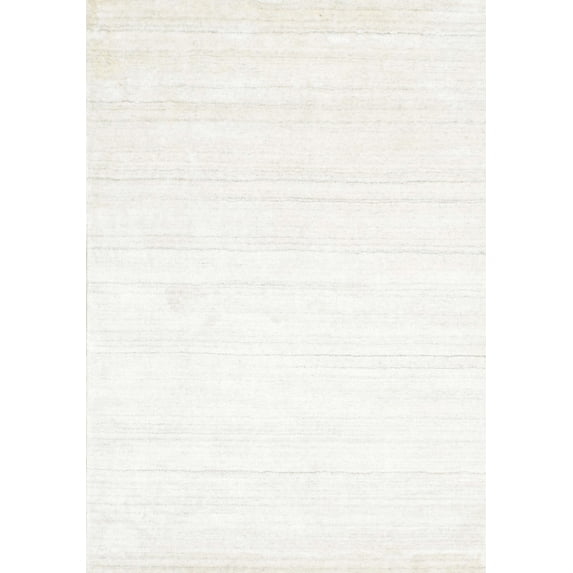 Ahgly Company Machine Washable Indoor Rectangle Contemporary Pearl White Beige Area Rugs, 7' x 9'
