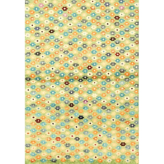 Ahgly Company Machine Washable Indoor Rectangle Contemporary Tea Green Area Rugs, 9' x 12'