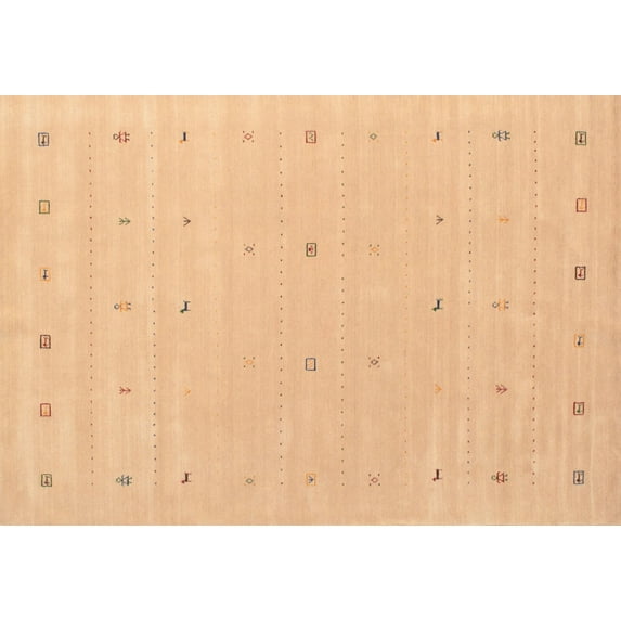 Ahgly Company Machine Washable Indoor Rectangle Contemporary Yellow Orange Area Rugs, 5' x 7'