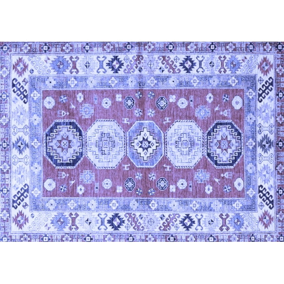 Ahgly Company Machine Washable Indoor Rectangle Geometric Blue Traditional Area Rugs, 3' x 5'