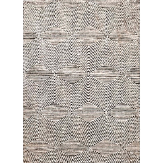 Ahgly Company Machine Washable Indoor Rectangle Industrial Modern Ash White Beige Area Rugs, 5' x 8'