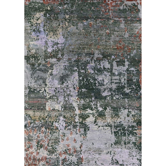 Ahgly Company Machine Washable Indoor Rectangle Industrial Modern Black Area Rugs, 7' x 10'