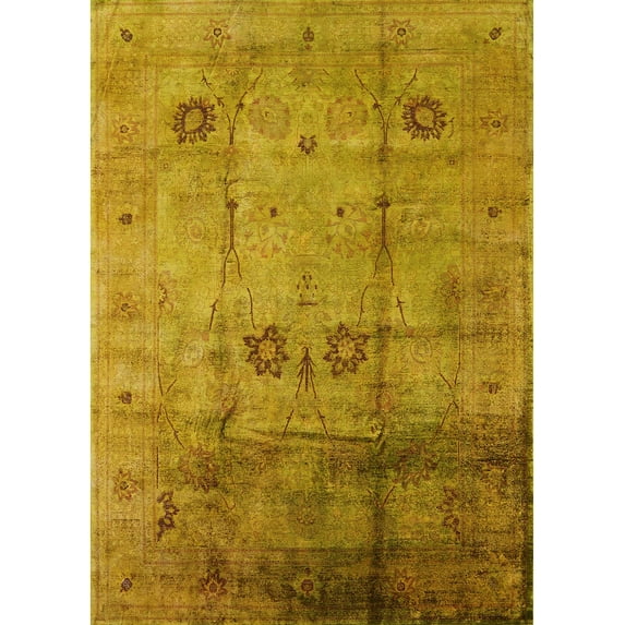 Ahgly Company Machine Washable Indoor Rectangle Industrial Modern Dark Bisque Brown Area Rugs, 8' x 10'