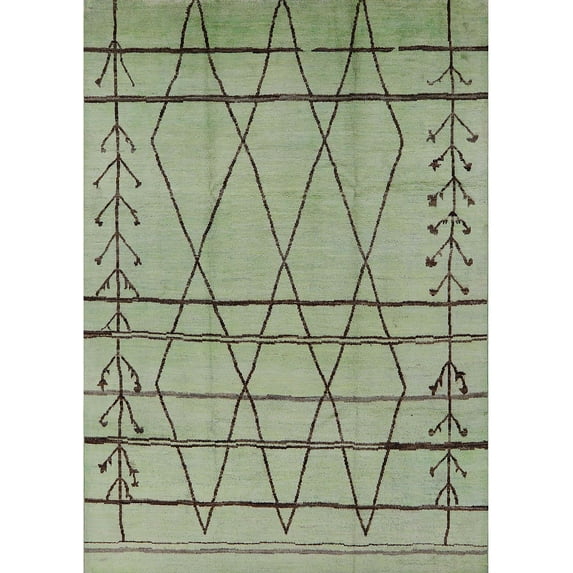 Ahgly Company Machine Washable Indoor Rectangle Industrial Modern Green Area Rugs, 5' x 7'