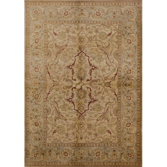 Ahgly Company Machine Washable Indoor Rectangle Industrial Modern Light Brown Area Rugs, 7' x 10'