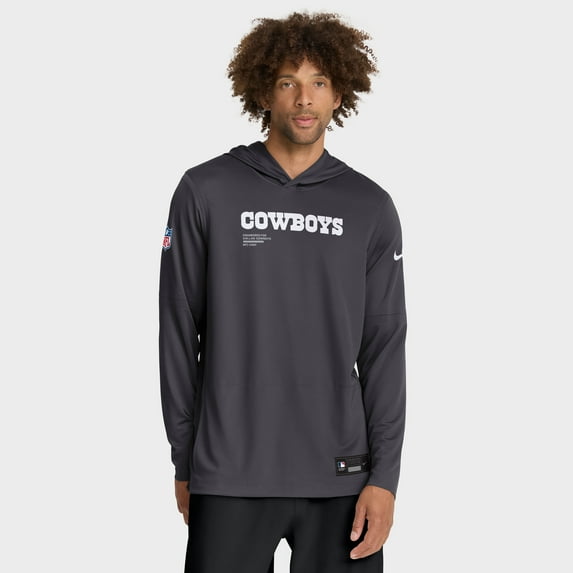 Men's Nike Anthracite Dallas Cowboys Sideline Pure Fury Dri-FIT Long Sleeve Hoodie T-Shirt