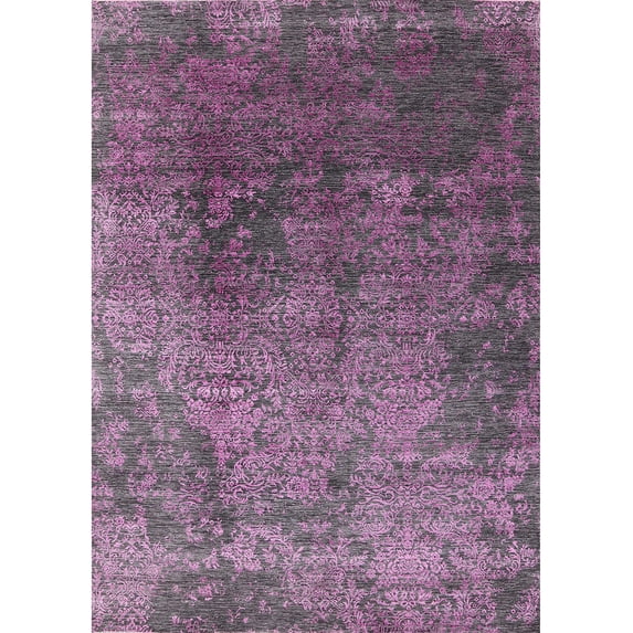 Ahgly Company Machine Washable Indoor Rectangle Industrial Modern Purple Jam Purple Area Rugs, 5' x 8'