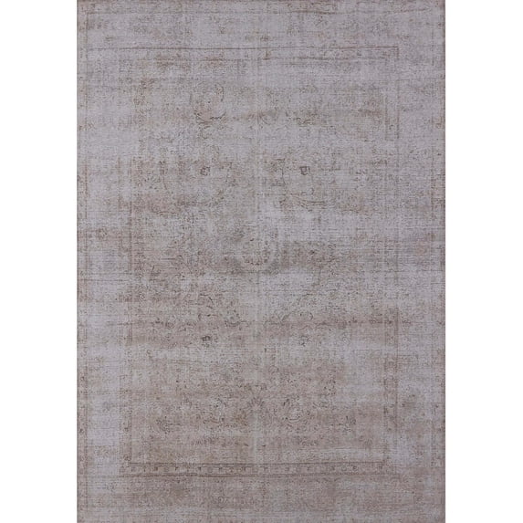 Ahgly Company Machine Washable Indoor Rectangle Industrial Modern Rose Dust Purple Area Rugs, 8' x 10'