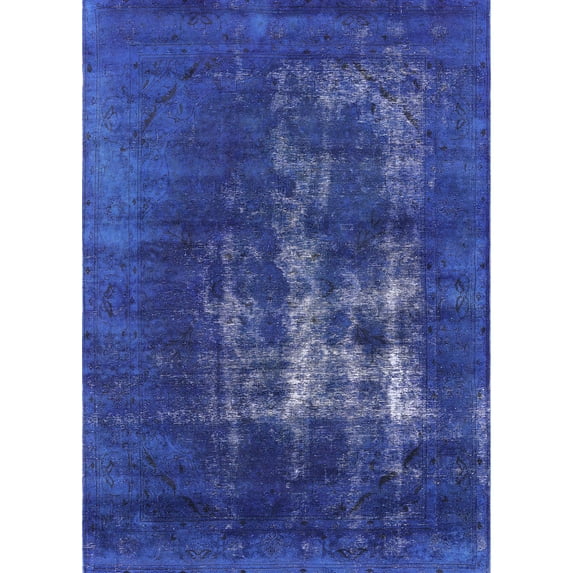 Ahgly Company Machine Washable Indoor Rectangle Industrial Modern Sapphire Blue Area Rugs, 5' x 7'