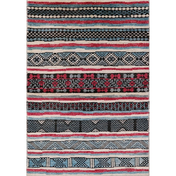 Ahgly Company Machine Washable Indoor Rectangle Industrial Modern Vermilion Red Area Rugs, 8' x 10'