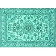 thumbnail image 1 of Ahgly Company Machine Washable Indoor Rectangle Medallion Turquoise Blue Traditional Area Rugs, 2' x 3', 1 of 4