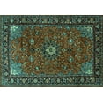 thumbnail image 1 of Ahgly Company Machine Washable Indoor Rectangle Medallion Turquoise Blue Traditional Area Rugs, 4' x 6', 1 of 4