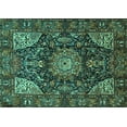 thumbnail image 1 of Ahgly Company Machine Washable Indoor Rectangle Medallion Turquoise Blue Traditional Area Rugs, 8' x 10', 1 of 4