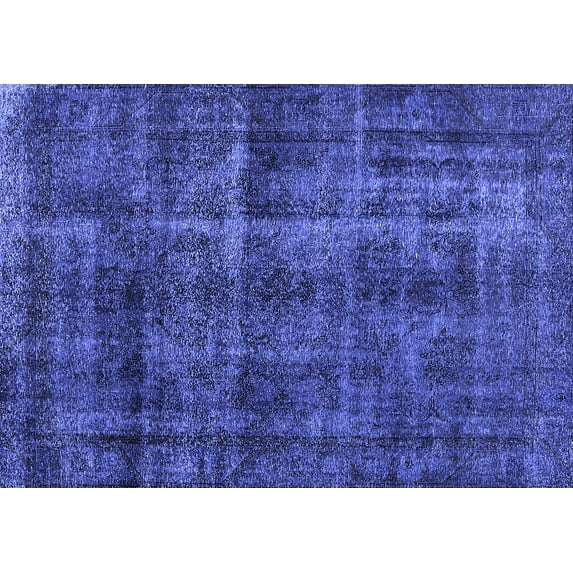 Ahgly Company Machine Washable Indoor Rectangle Oriental Blue Industrial Area Rugs, 7' x 10'