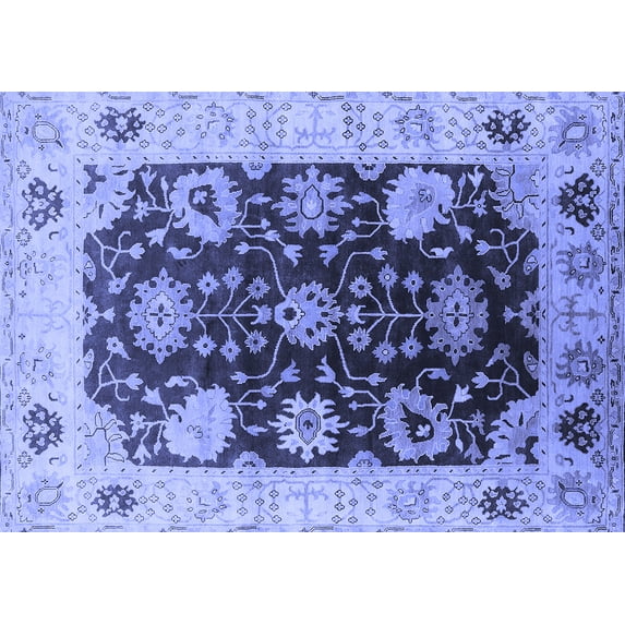 Ahgly Company Machine Washable Indoor Rectangle Oriental Blue Industrial Area Rugs, 8' x 10'