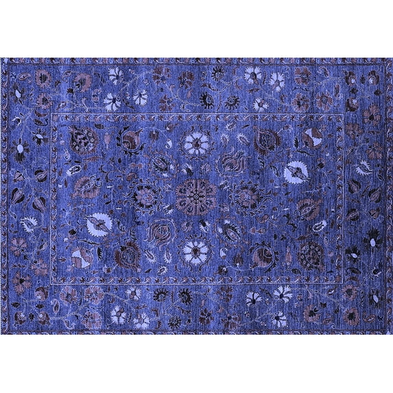 Ahgly Company Machine Washable Indoor Rectangle Oriental Blue Traditional Area Rugs, 2' x 3'